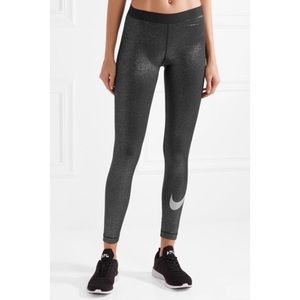 Nike Pro Mettalic Gray Glitter Leggings Size Med